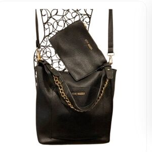 Steve Madden Black Convertible Shoulder/Crossbody Hobo Bag
